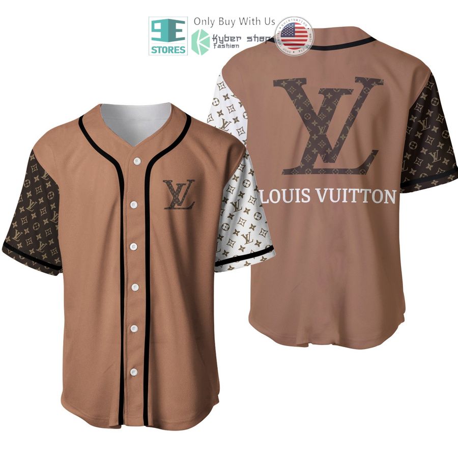 louis vuitton luxury brand logo brown baseball jersey 1 67445