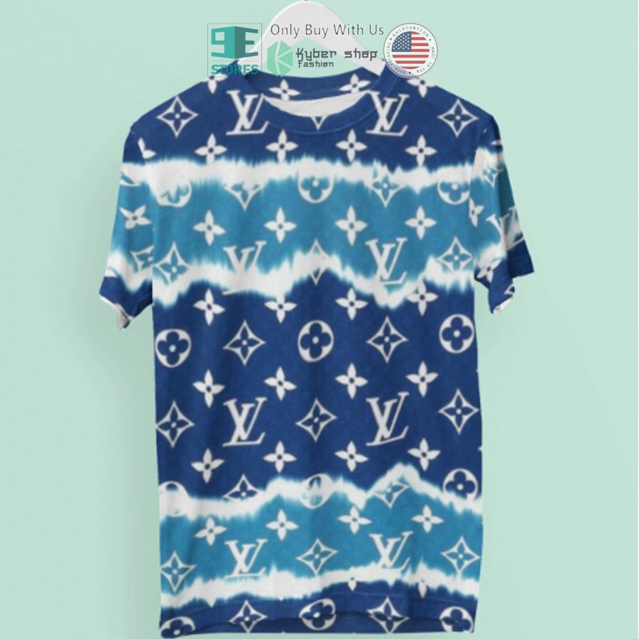 louis vuitton lv blue pattern 3d t shirt 1 29058