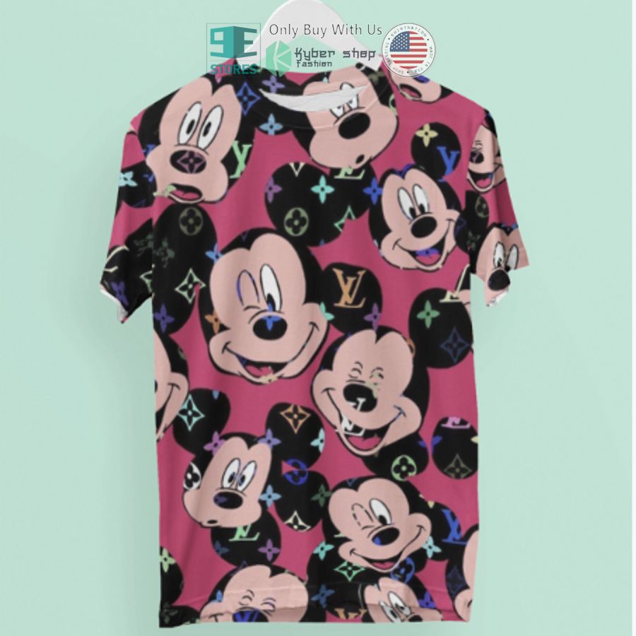 louis vuitton mickey mouse pink 3d t shirt 1 33843