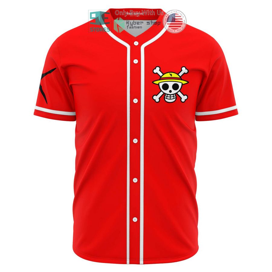 luffy one piece logo red baseball jersey 1 44347