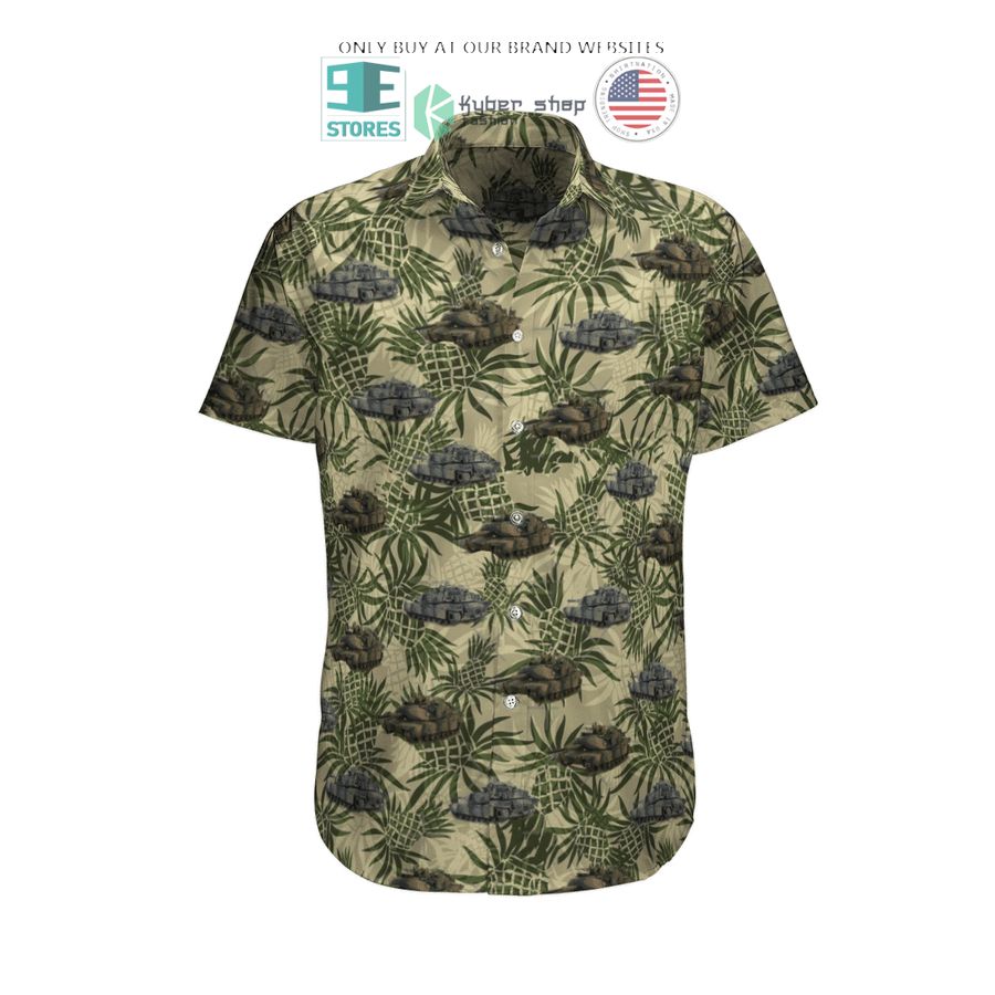 m1a1 abrams australian army pineapple green hawaiian shirt shorts 2 34564