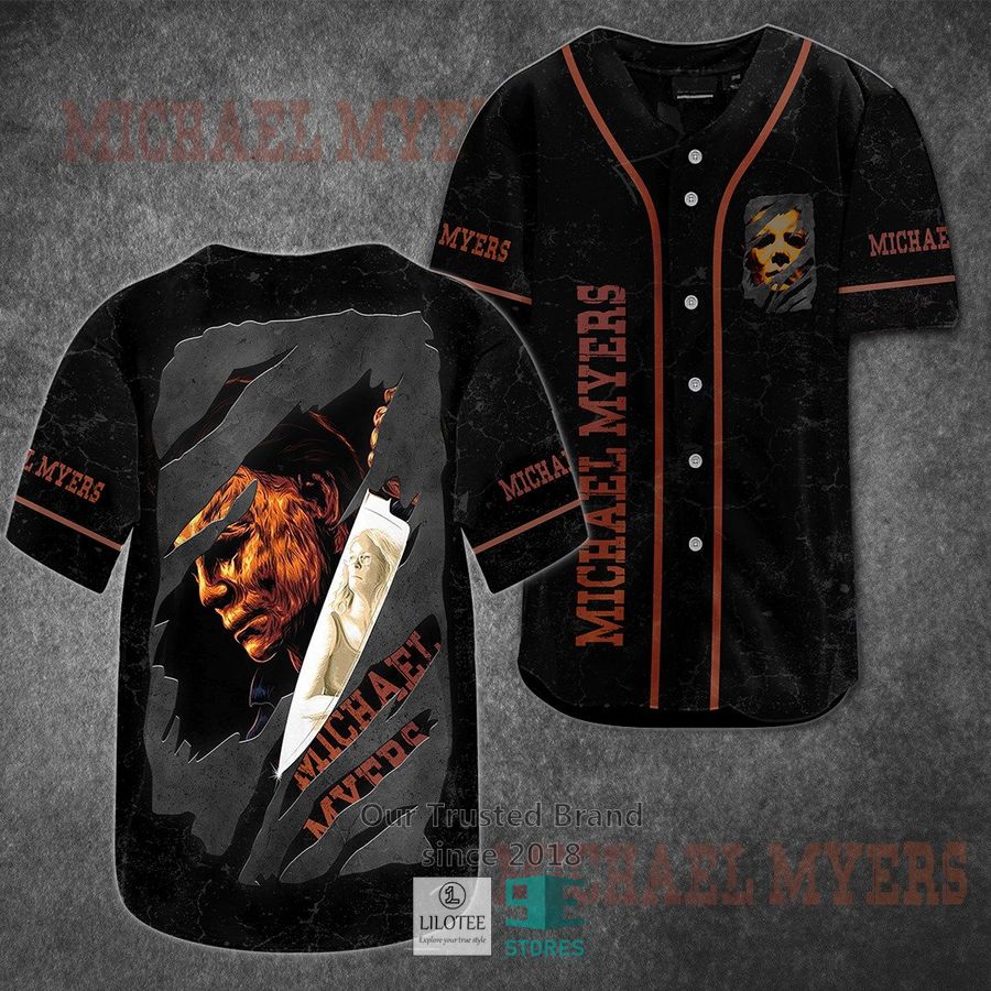 michael myers 3d face horror movie black baseball jersey 1 42310