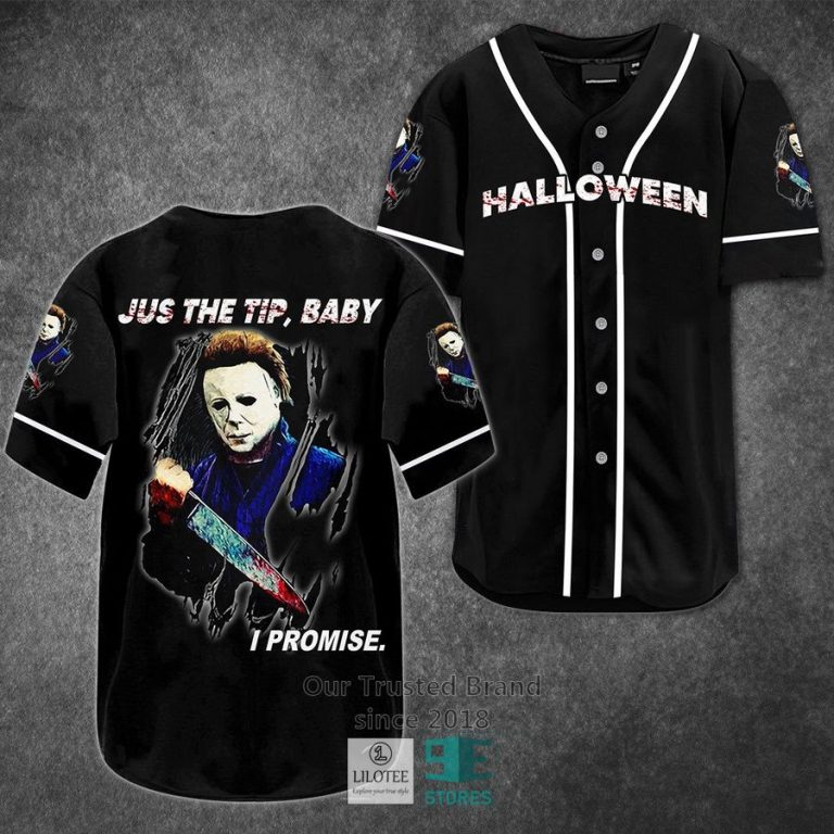 michael myers jus the tip baby horror movie baseball jersey 1 50826