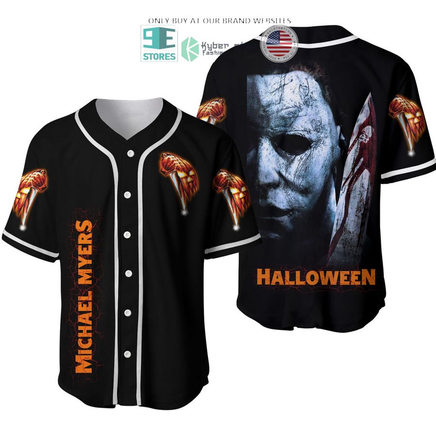 michael myers pumpkin halloween baseball jersey 2 89162
