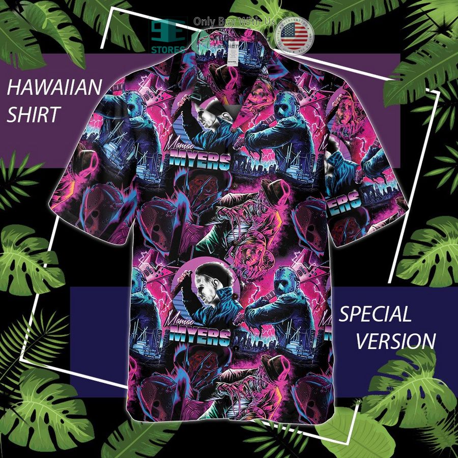 micheal myers freddy krueger jason voorhees purple hawaiian shirt 1 29121