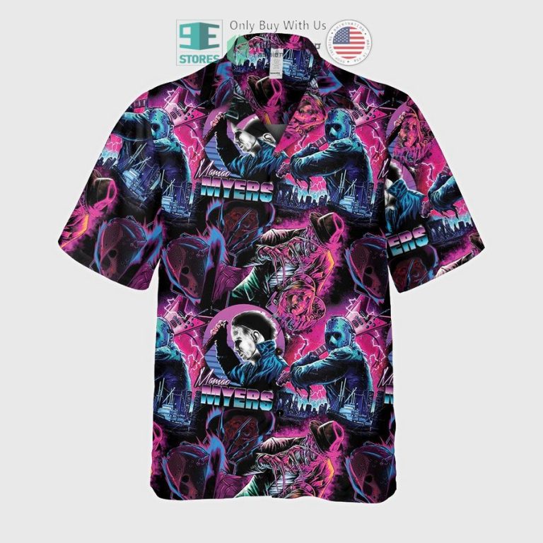 micheal myers freddy krueger jason voorhees purple hawaiian shirt 3 3938