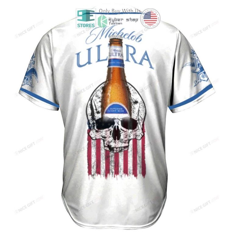 michelob ultra skull united states flag white baseball jersey 3 19788