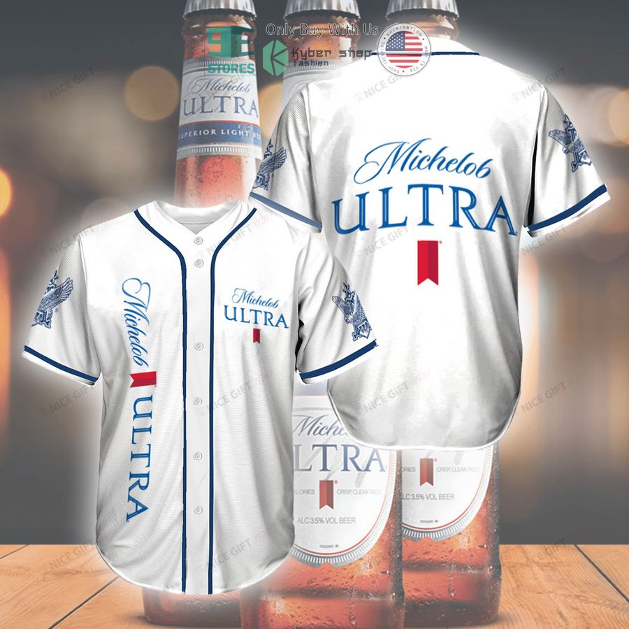 michelob ultra white baseball jersey 1 63313