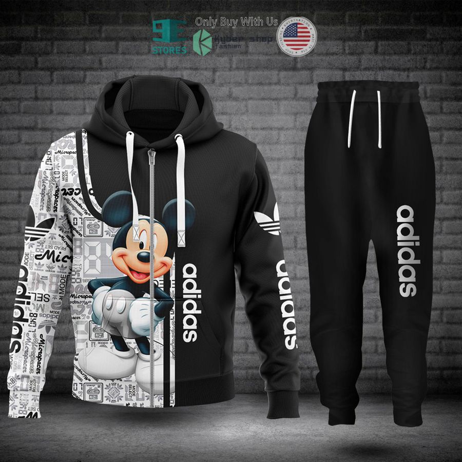mickey mouse adidas black white zip hoodie pants 1 29742