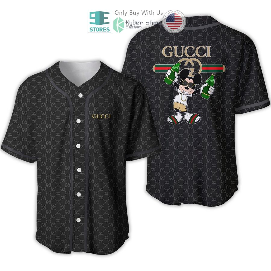 mickey mouse beer gucci black pattern baseball jersey 1 67839