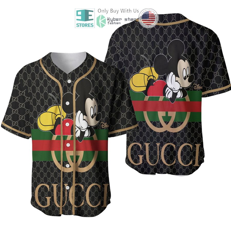 mickey mouse gucci brand black pattern baseball jersey 1 36723