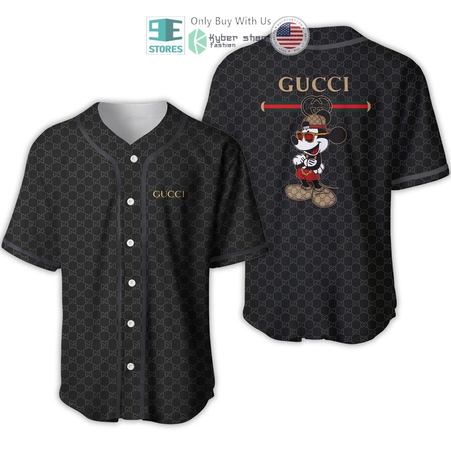 mickey mouse gucci gc black pattern baseball jersey 1 9491
