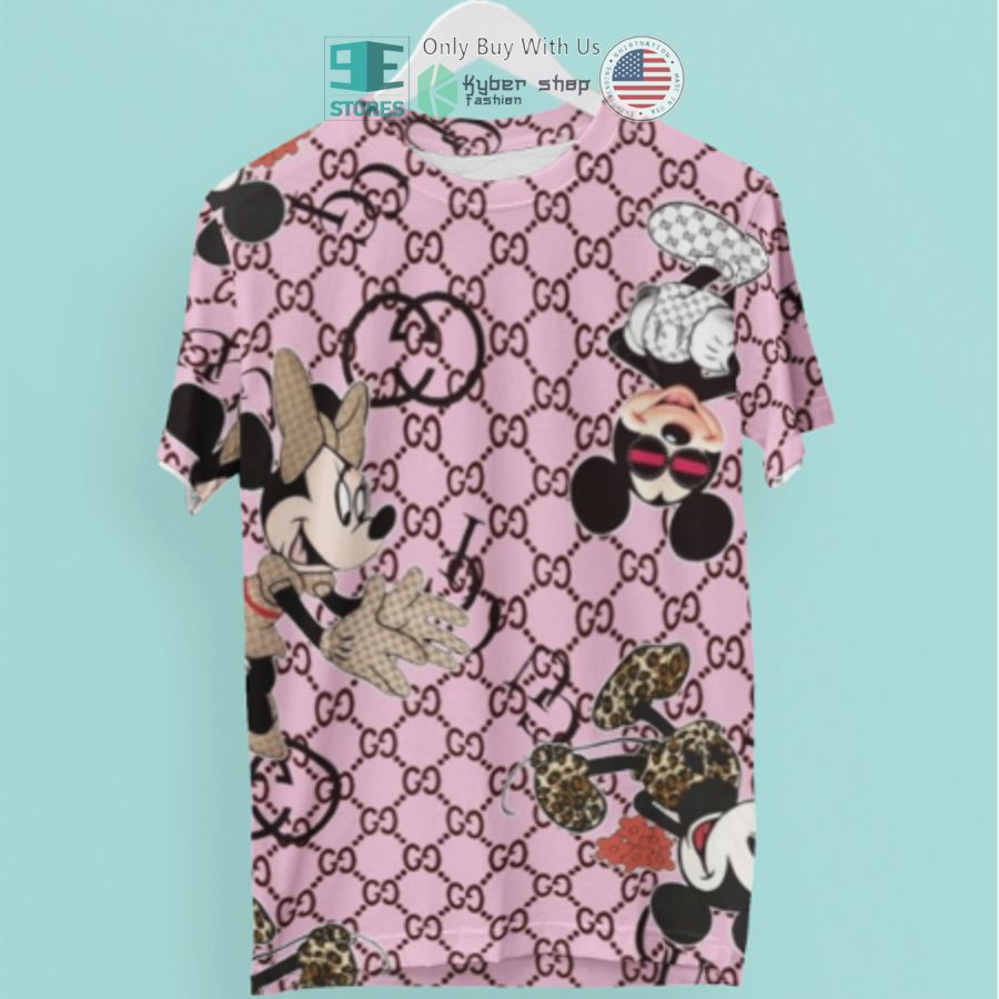 mickey mouse minnie mouse gucci pink 3d t shirt 1 1315