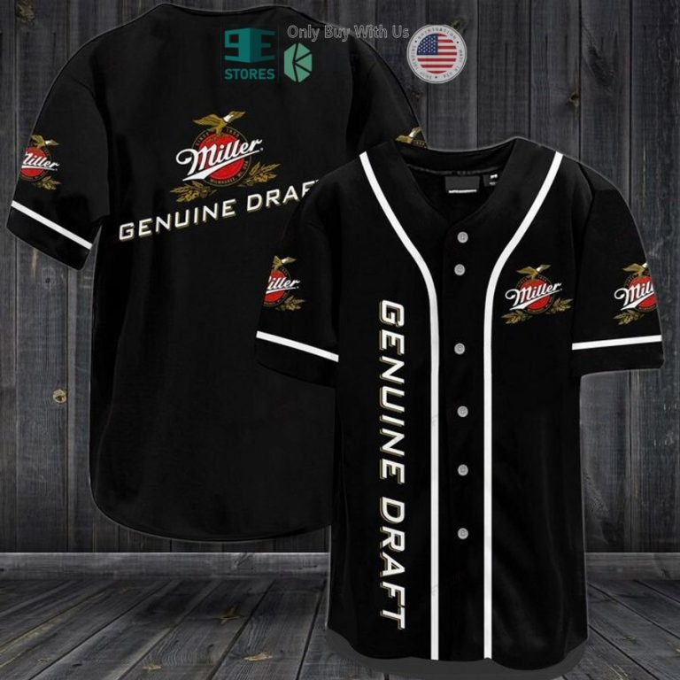 miller genuine draft logo black baseball jersey 1 95268