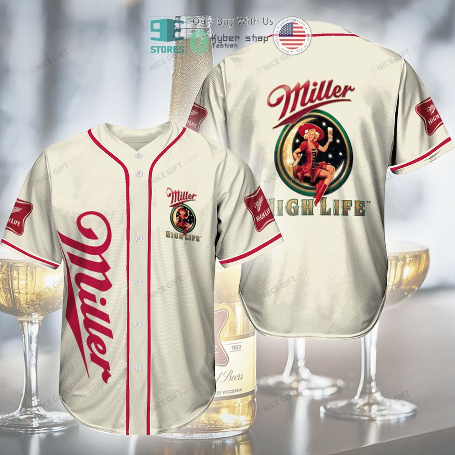 miller high life white baseball jersey 1 48763