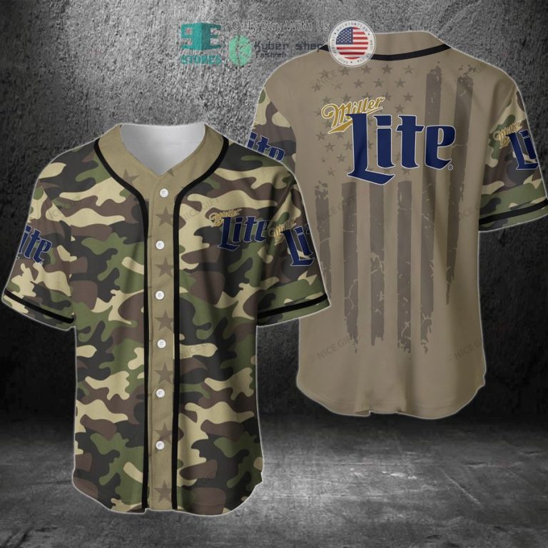 miller lite united states flag green camo baseball jersey 1 61787