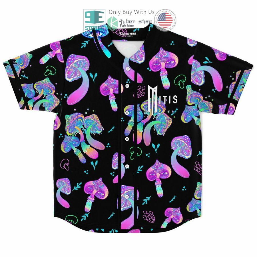 mitis mushrooms black baseball jersey 1 99954