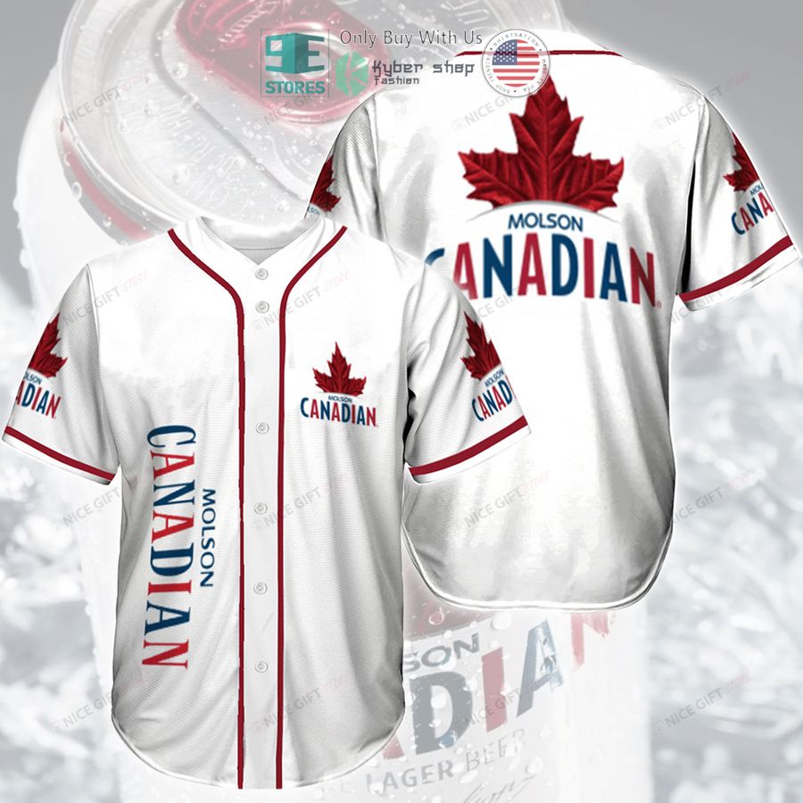 molson canadian logo white baseball jersey 1 86461