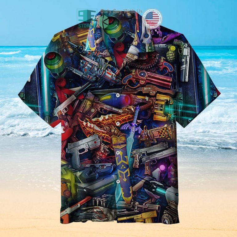 most popular weapons in video games hawaiian shirt 1 96177