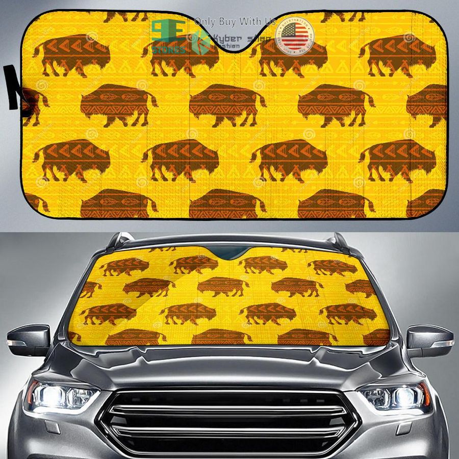 native american car yellow bison pattern sunshades 1 15471