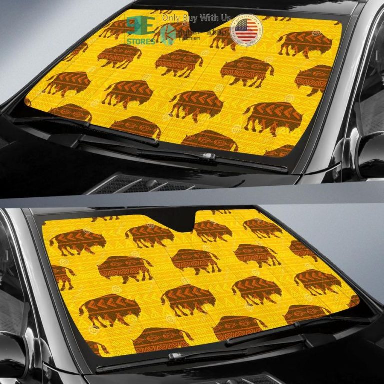 native american car yellow bison pattern sunshades 2 76367