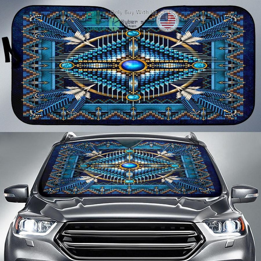 naumaddic arts blue native american design car sunshades 1 11122
