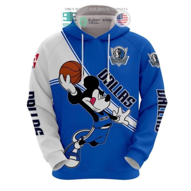 nba dallas mavericks mickey mouse blue white shirt hoodie 2 647