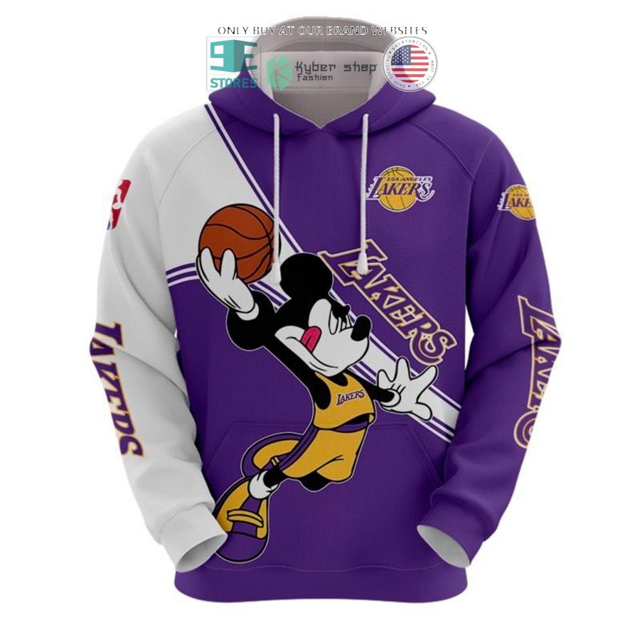nba los angeles lakers mickey mouse purple white shirt hoodie 2 93038