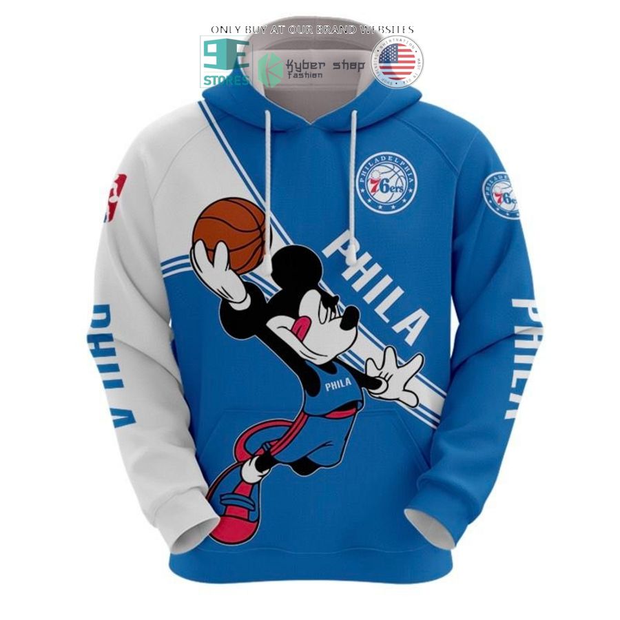 nba philadelphia 76ers mickey mouse blue white shirt hoodie 2 29189