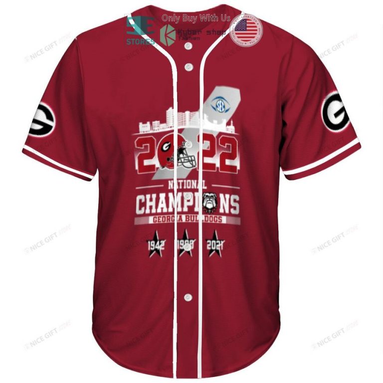 ncaa georgia bulldogs 2022 national champions red baseball jersey 2 92602