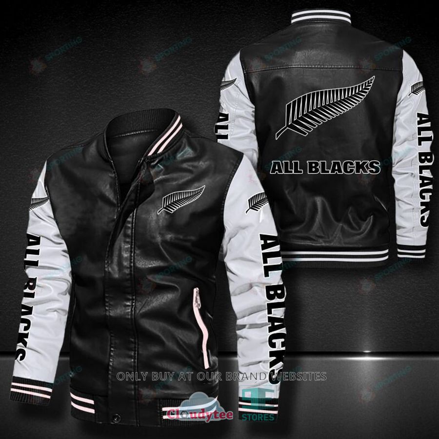 new zealand national rugby union team all blacks leather bomber jacket 1 8132