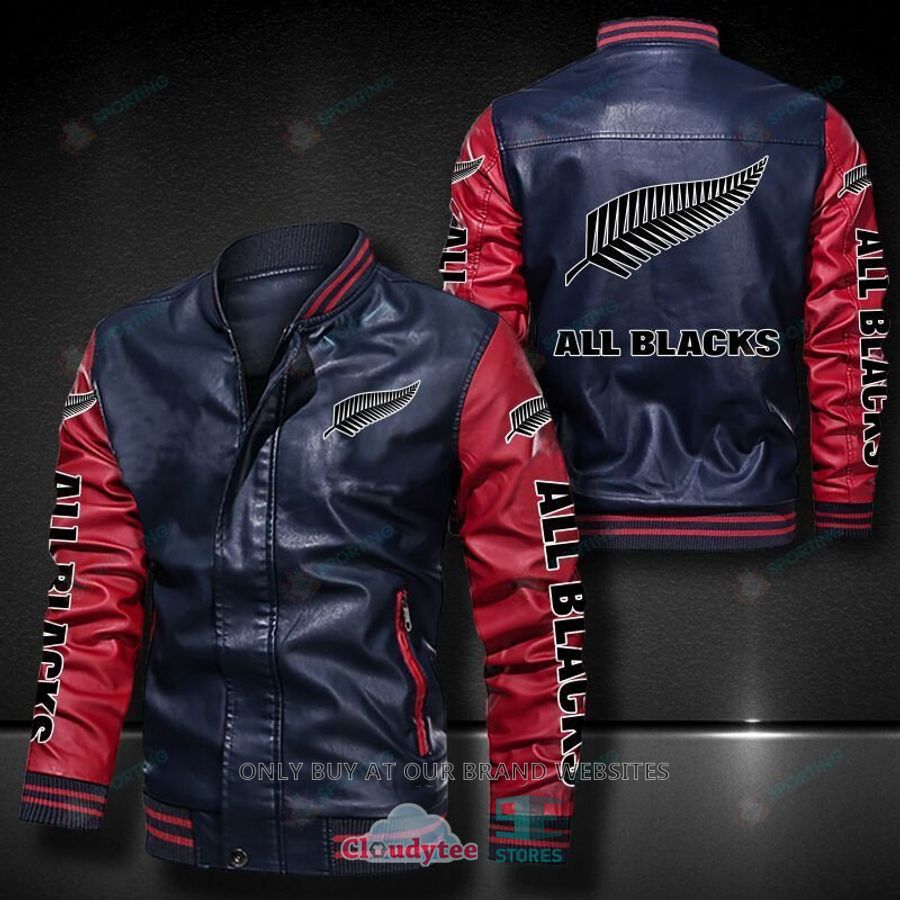 new zealand national rugby union team all blacks leather bomber jacket 4 85520