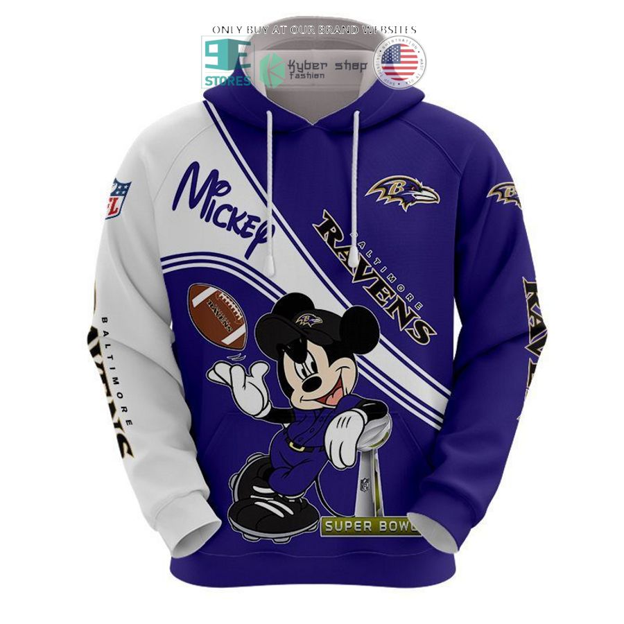 nfl baltimore ravens mickey mouse purple white shirt hoodie 1 70976
