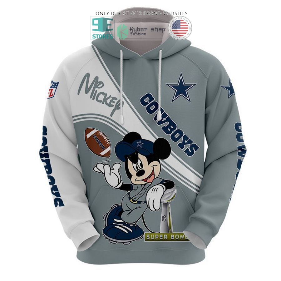 nfl dallas cowboys mickey mouse grey white shirt hoodie 1 740