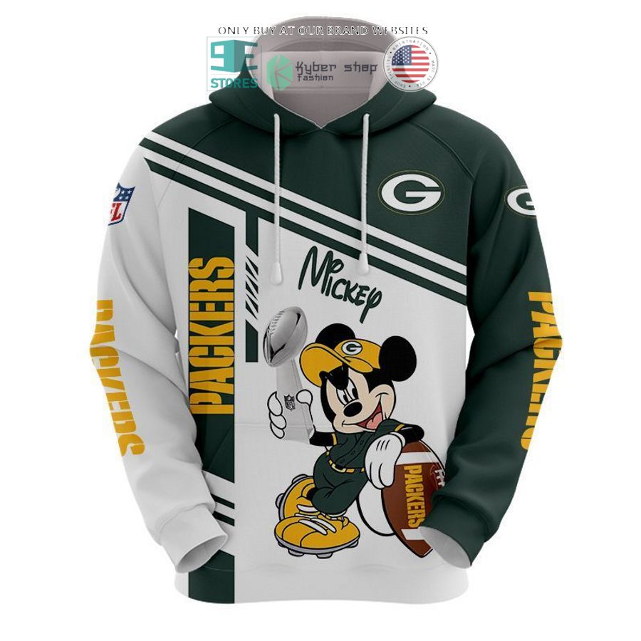 nfl green bay packers mickey mouse white green shirt hoodie 1 4707