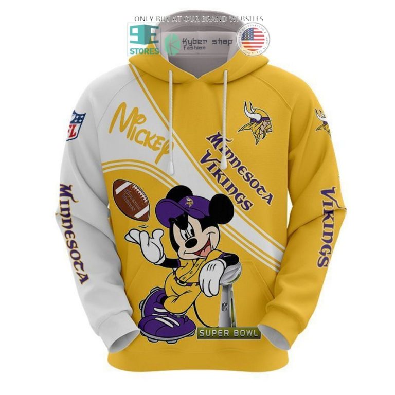 nfl minnesota vikings mickey mouse yellow white shirt hoodie 1 47222