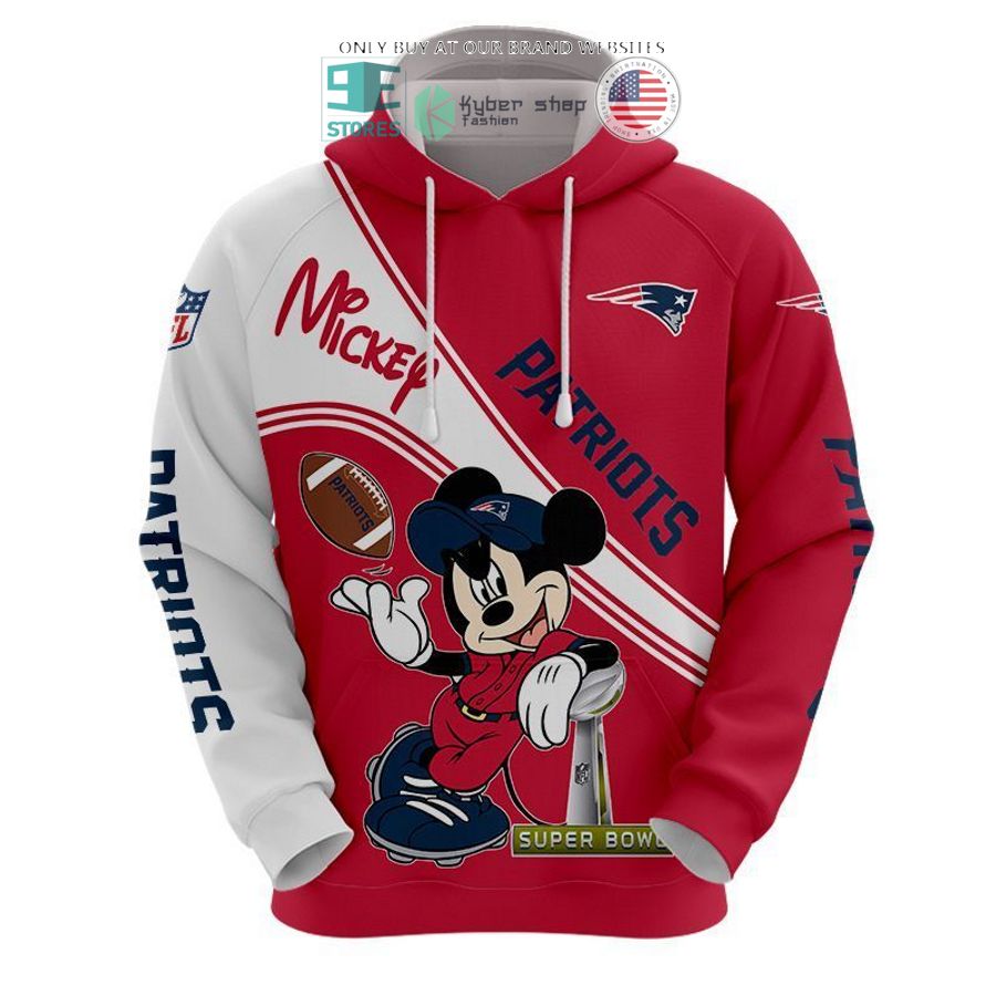 nfl new england patriots mickey mouse white red shirt hoodie 1 29206