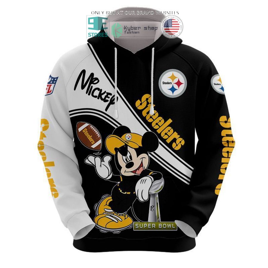 nfl pittsburgh steelers mickey mouse black white shirt hoodie 1 36872