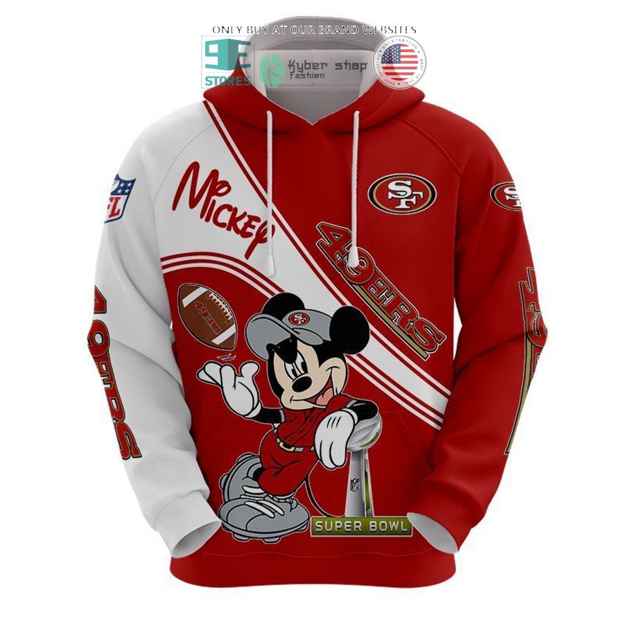 nfl san francisco 49ers mickey mouse red white shirt hoodie 1 38394