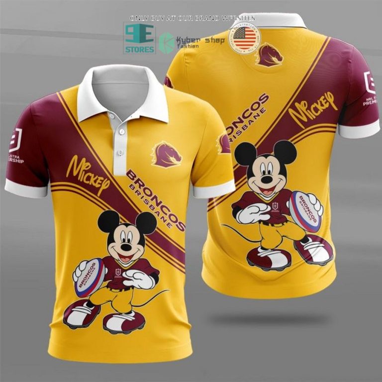 nrl brisbane broncos mickey mouse yellow red shirt hoodie 1 23658