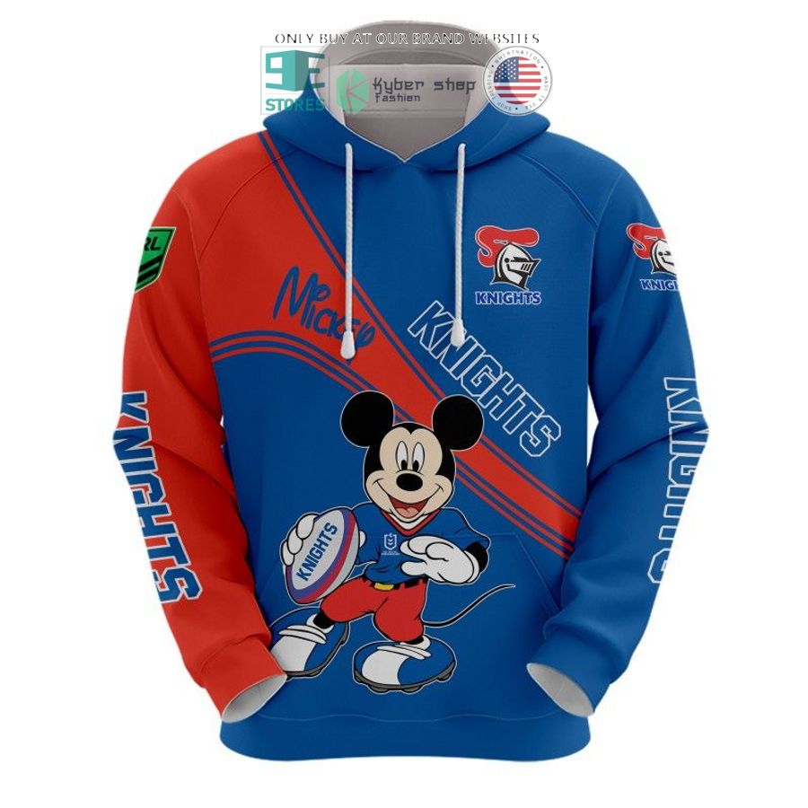 nrl newcastle knights mickey mouse blue red shirt hoodie 2 73371