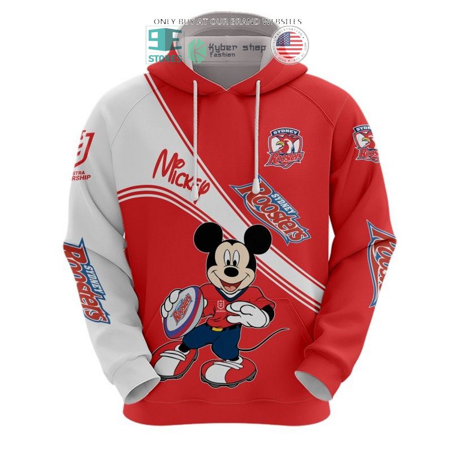 nrl sydney roosters mickey mouse red white shirt hoodie 2 29337
