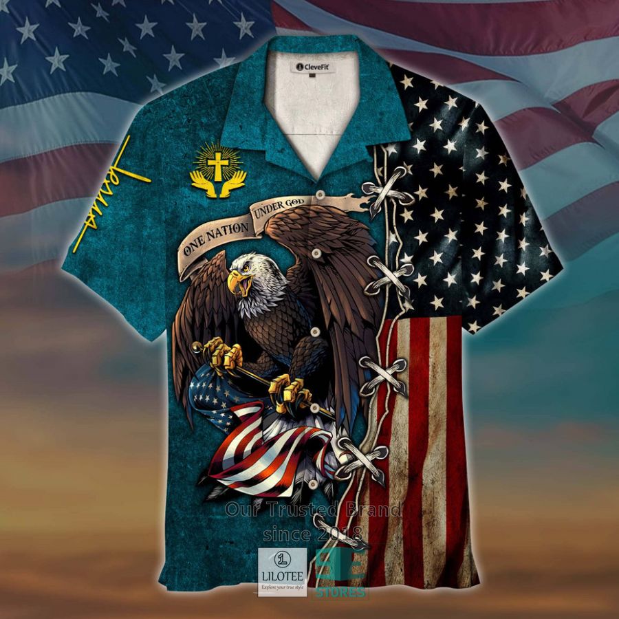 one nation under god eagle us flag cyan hawaiian shirt 1 361