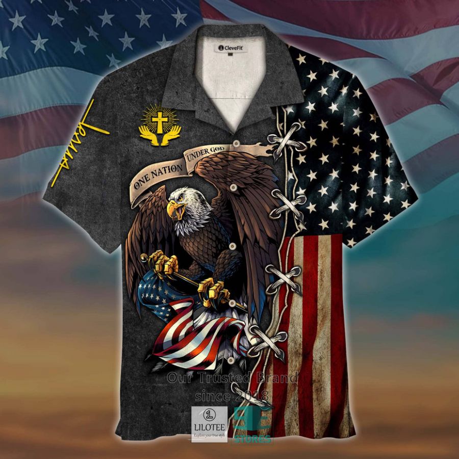 one nation under god eagle us flag grey hawaiian shirt 1 39024