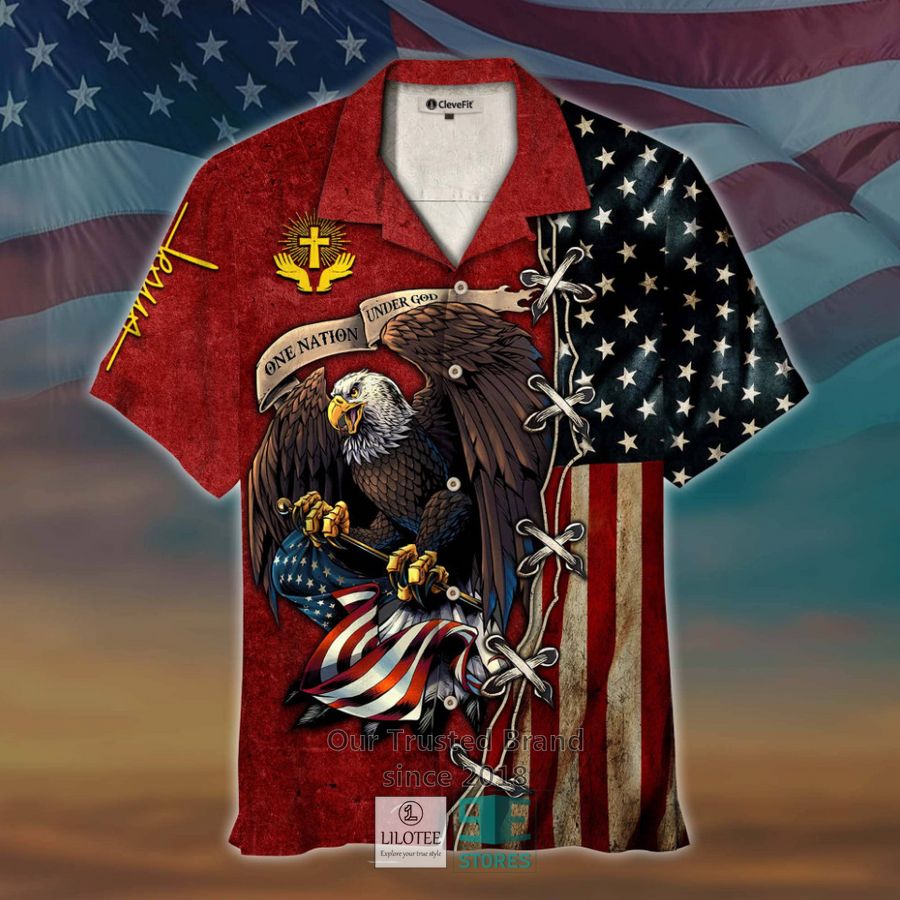 one nation under god eagle us flag red hawaiian shirt 1 16241
