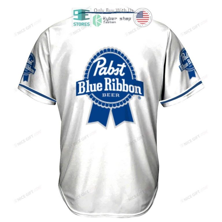 pabst blue ribbon beer logo skull white baseball jersey 3 1131