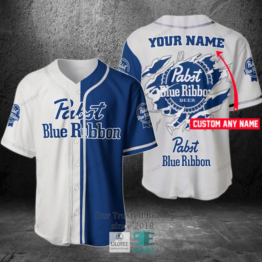 pabst blue ribbon your name blue white baseball jersey 1 54597