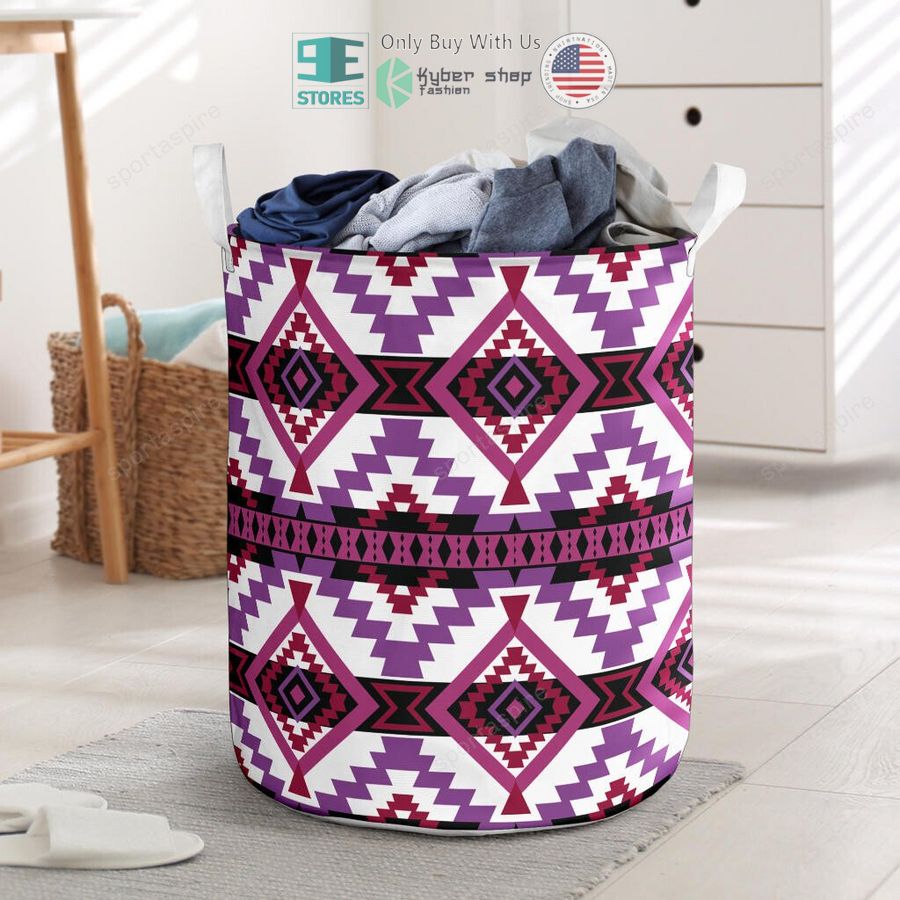 pattern native american violet white laundry basket 1 73560