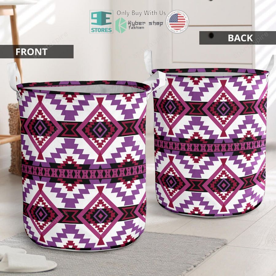 pattern native american violet white laundry basket 2 82610