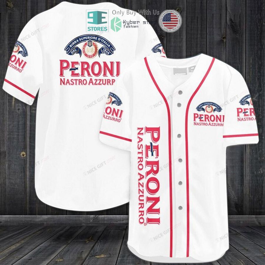 peroni logo white baseball jersey 1 49693